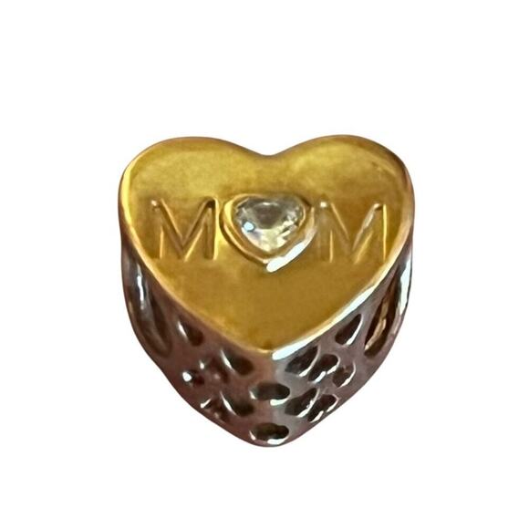 Authentic Pandora Rose Gold tone Mother Mom Heart Charm Bead ALE MET - Picture 1 of 8